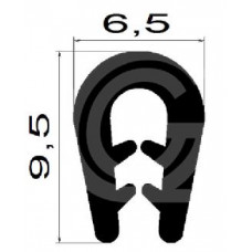 Klemprofiel | TPE | zwart | 9,5 x 6,5 mm | rol 100 meter